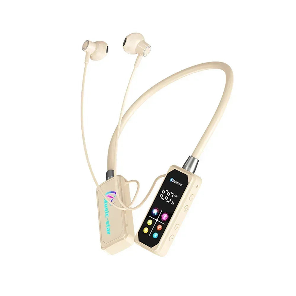 Color Screen Bluetooth 5.4 Earphones Neckband Headphones Wireless Headsets Noise Reduction Earbuds for Live Earphone Monitor - Urbizia