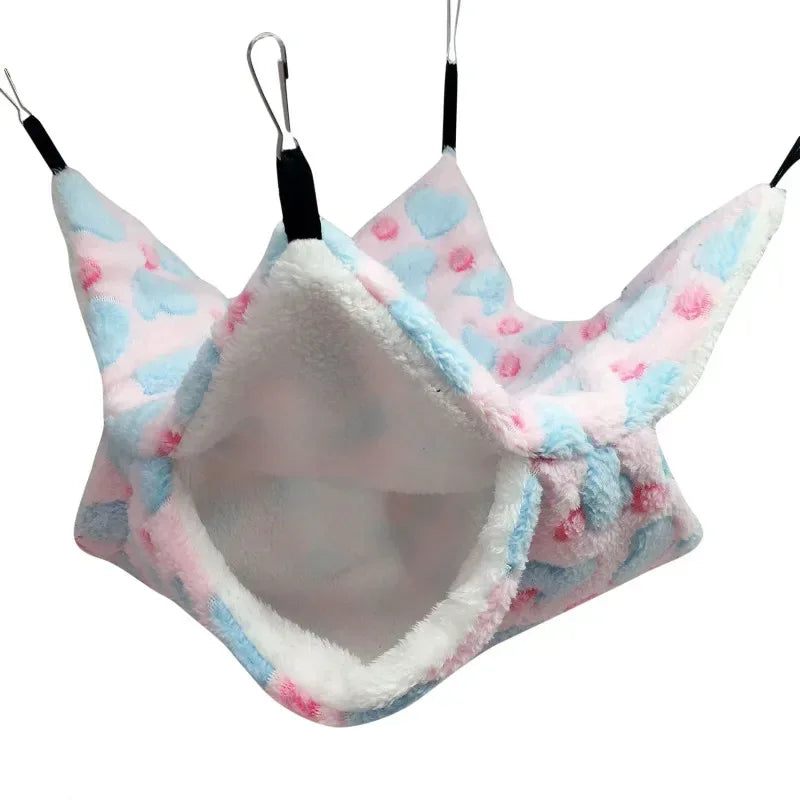 1/2 pcs Hamster Hideout Cage Print Fleece Guinea Pig Sugar Glider Sleeping Bed Rodent Hammock Rat Little House Animals Supplies - Urbizia