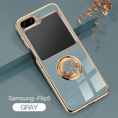 Plating Silicone Case for Samsung Galaxy Z Flip 5 4 3 Z Fold 5 ZFold ZFlip Fold5 Fold4 Flip5 Flip4 Flip3 Cover with Ring Holder