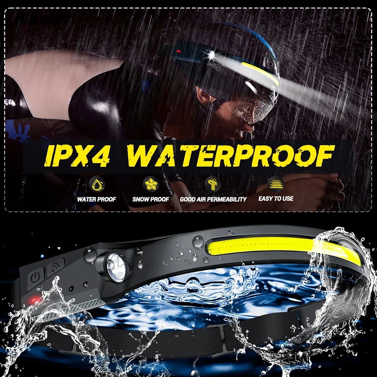 Rechargeable LED Sensor Headlamp with 5 Lighting Modes – Outdoor, Fishing - Urbizia