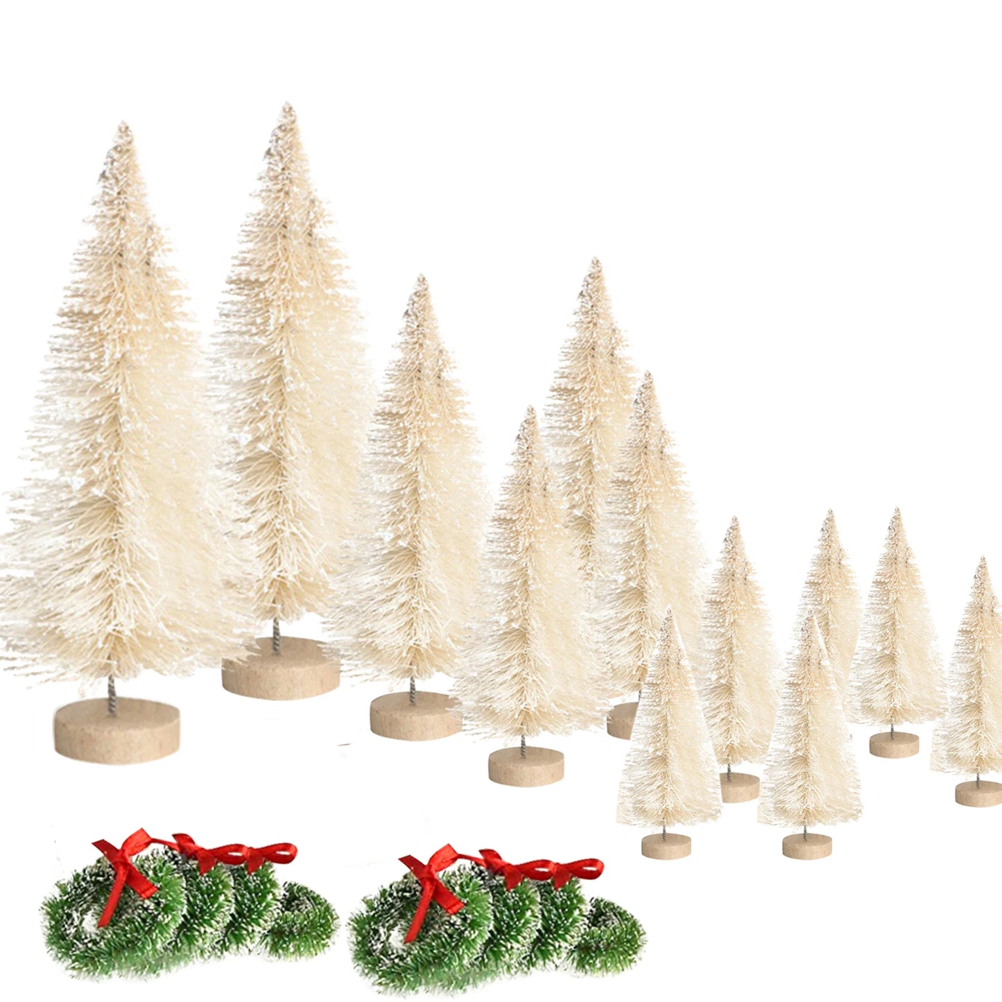 Mini Christmas Trees & Wreaths Decoration Set