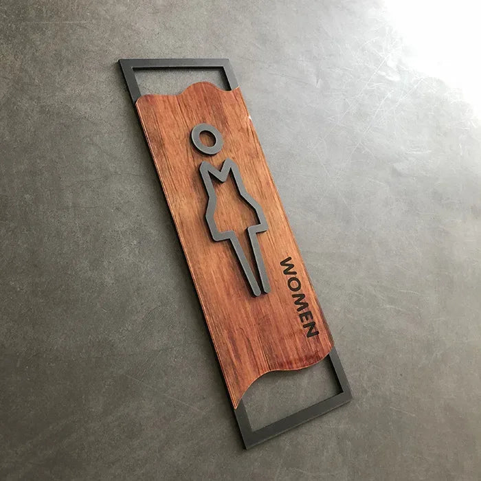 Imitation Wood Bathroom Signage Toilet Signage Address Gym Dressing Room Bathroom Wall Attached Bedroom Bathroom Door Signage - Urbizia