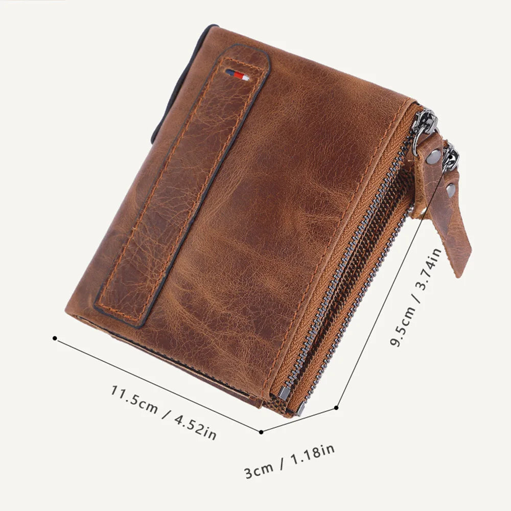 Men Wallets 100% Real Genuine Original Cowskin Leather Short Card Holder Leather Men Purse High Quality Luxury Brand Male Wallet