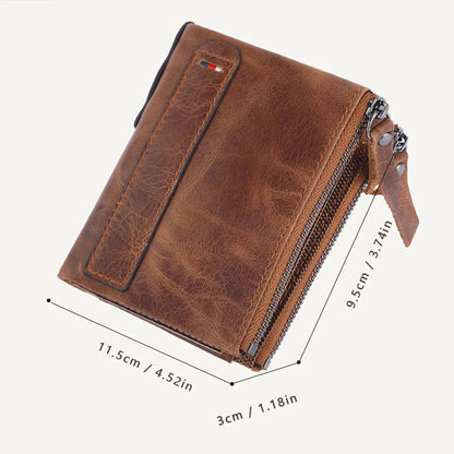 Men Wallets 100% Real Genuine Original Cowskin Leather Short Card Holder Leather Men Purse High Quality Luxury Brand Male Wallet