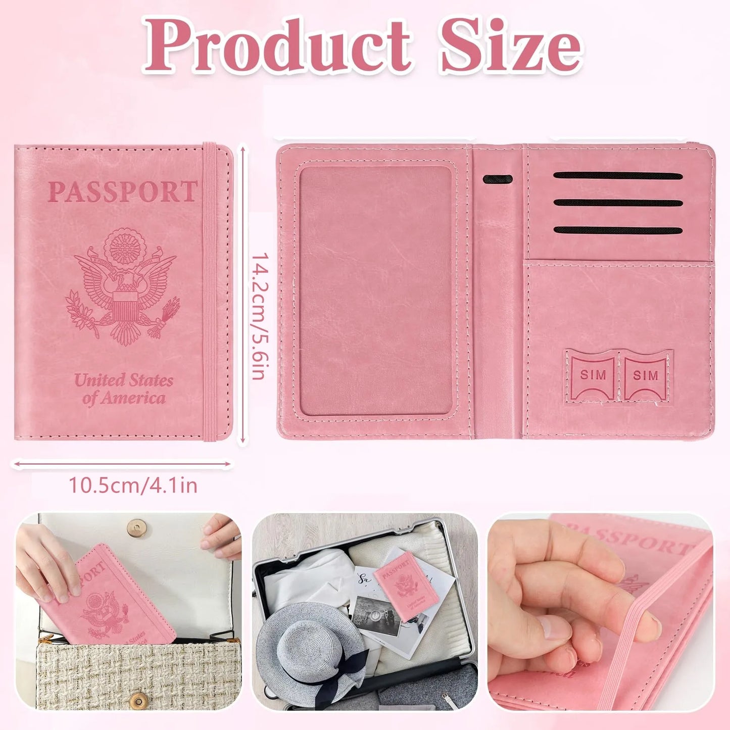 Passport Holder for Travel, Rfid Passport Cover Case, Passport Wallet Women Travel Essentials Accessories Document Organizer