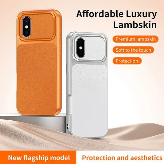 Funda Lychee Grain Phone Case for Apple iPhone XS Max X XR Simple Luxury Plating Faux Lambskin Soft Silicone Original Back Cover