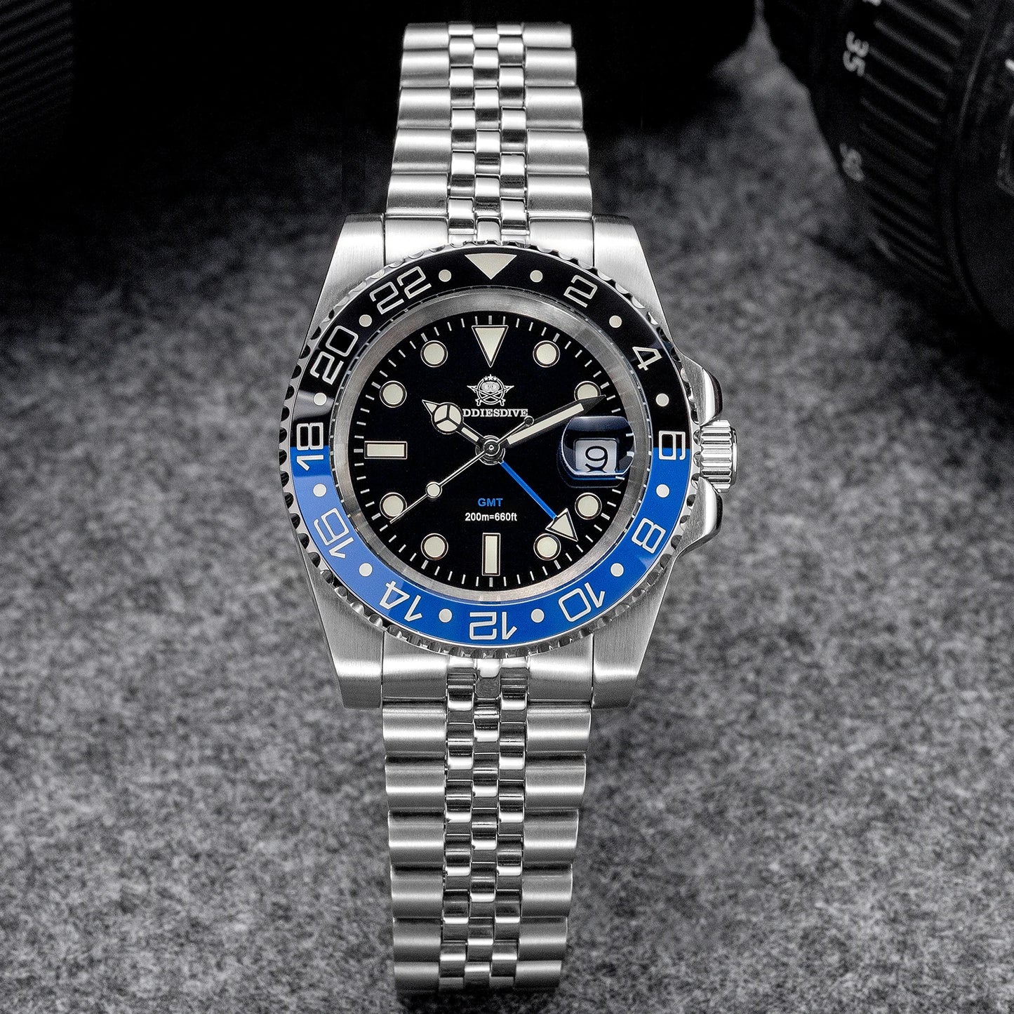 ADDIESDIVE AD2050 Luxury GMT Watch Stainless Steel Super Luminous 20Bar Water-Resistance Diving Men Quartz Watches Ceramic Bezel
