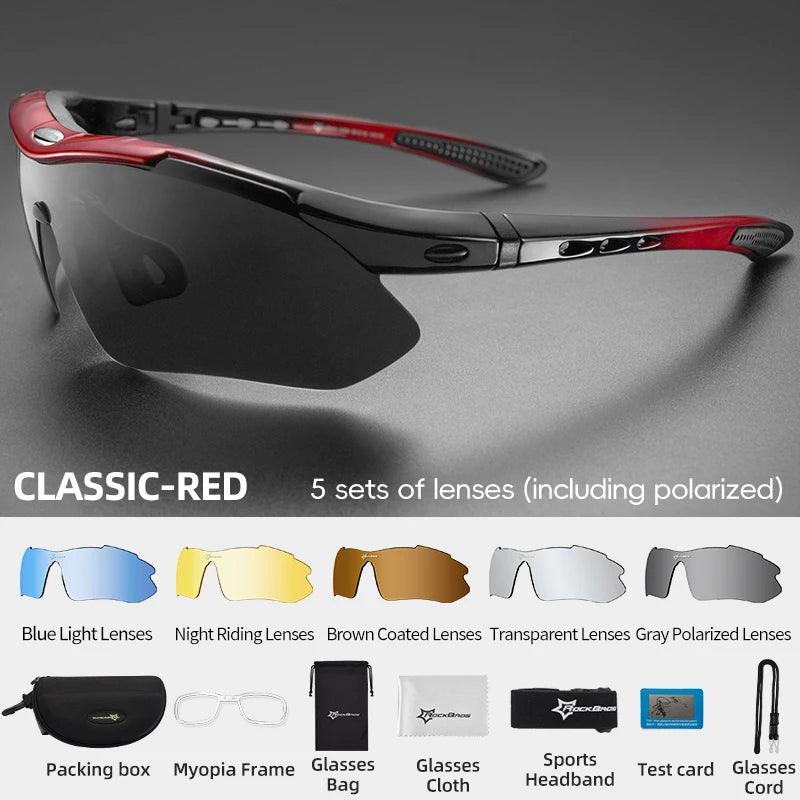 ROCKBROS Polarized Cycling Sunglasses 5 Lens MTB Set