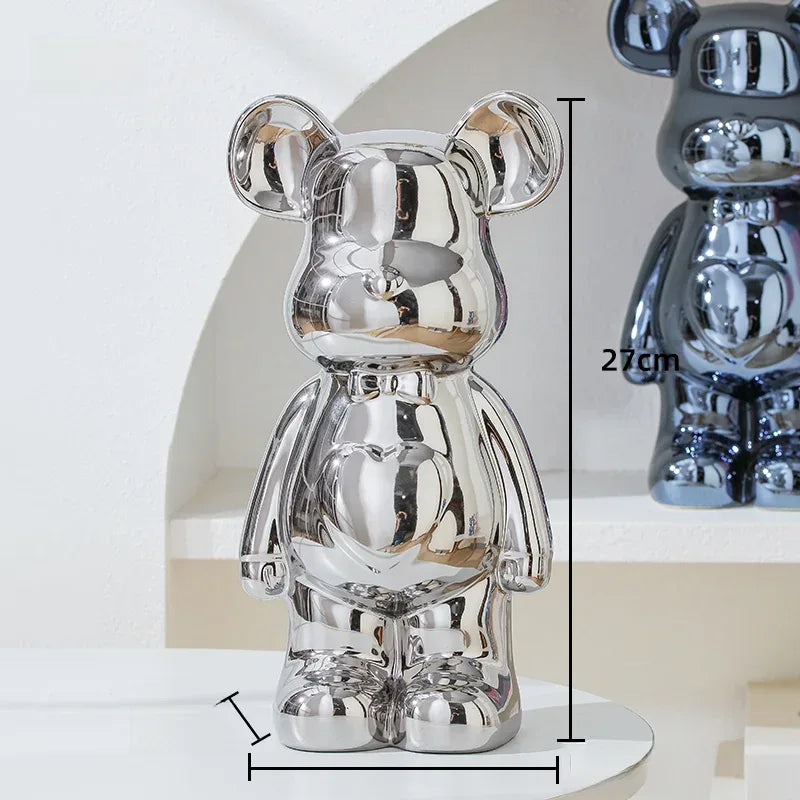 17/27/cm Aesthetic Bear brick Ceramic Staute Teddy Bear decor action figure Sculptures Ornament for room Home Decoration Crafts - Urbizia