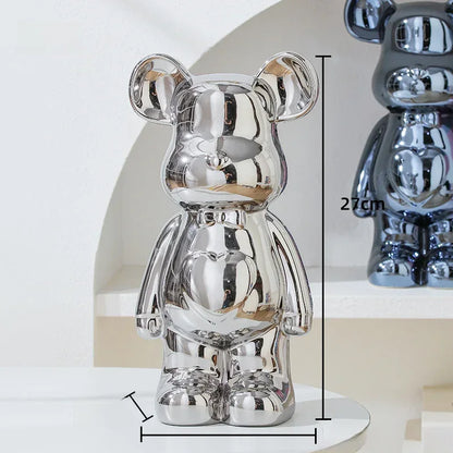 17/27/cm Aesthetic Bear brick Ceramic Staute Teddy Bear decor action figure Sculptures Ornament for room Home Decoration Crafts - Urbizia