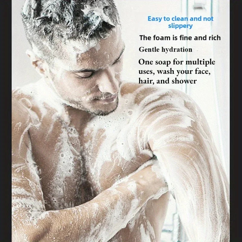 2Pcs Men's Cologne Soap, Three-In-One for Washing Hair, Face, and Body, Cleanses and Bathes the Entire Body, Moisturizes