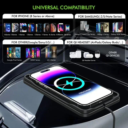 Car Wireless Charger Pad Base USB Cable for iPhone 16 15 14 13 12 Pro Max Samsung Xiaomi Airpods Pro 2 LG Fast Charging Station