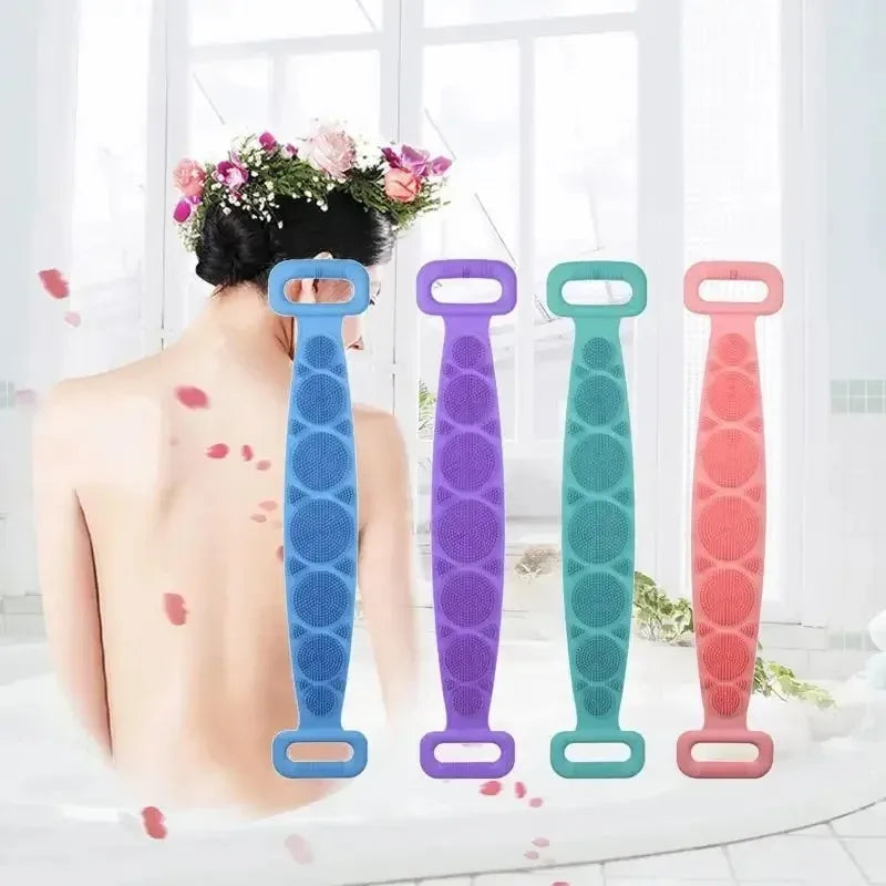 Body Sponge Silicone Back Brushes Bath Towels Scrubber Rubbing Back Peeling Massage Shower Belt Extended Skin Clean Brushes