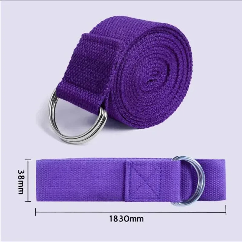 1Pc Yoga Strap For Yoga Pilates Ballet Dance With Adjustable D-Ring Buckle Cotton Yoga Belt For Fitness Daily Stretching - Urbizia