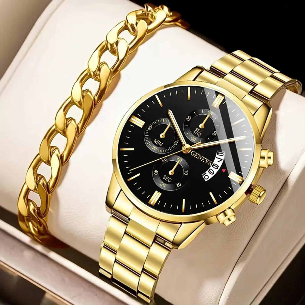 Fashion Men Stainless Steel Watch Luxury Calendar Quartz Wrist Watch Mens Business Watches for Man Clock Montre Homme