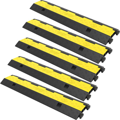 SucceBuy Cable Protector Ramp Wire Cable Cover Cord Guard 2 Channels Rubber + PVC 11000LBS Speed Bump Parking Driveway Traffic
