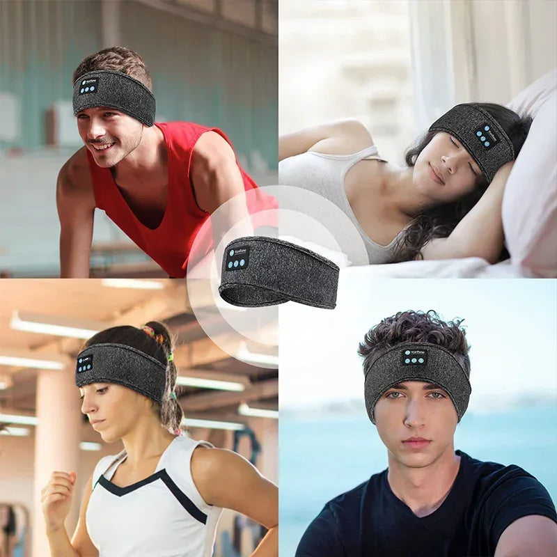 Bluetooth Headband Headphones Wireless Music Sports Hairband Running Fitness Sweatband Earphones Soft Sleeping Eye Mask Headset - Urbizia