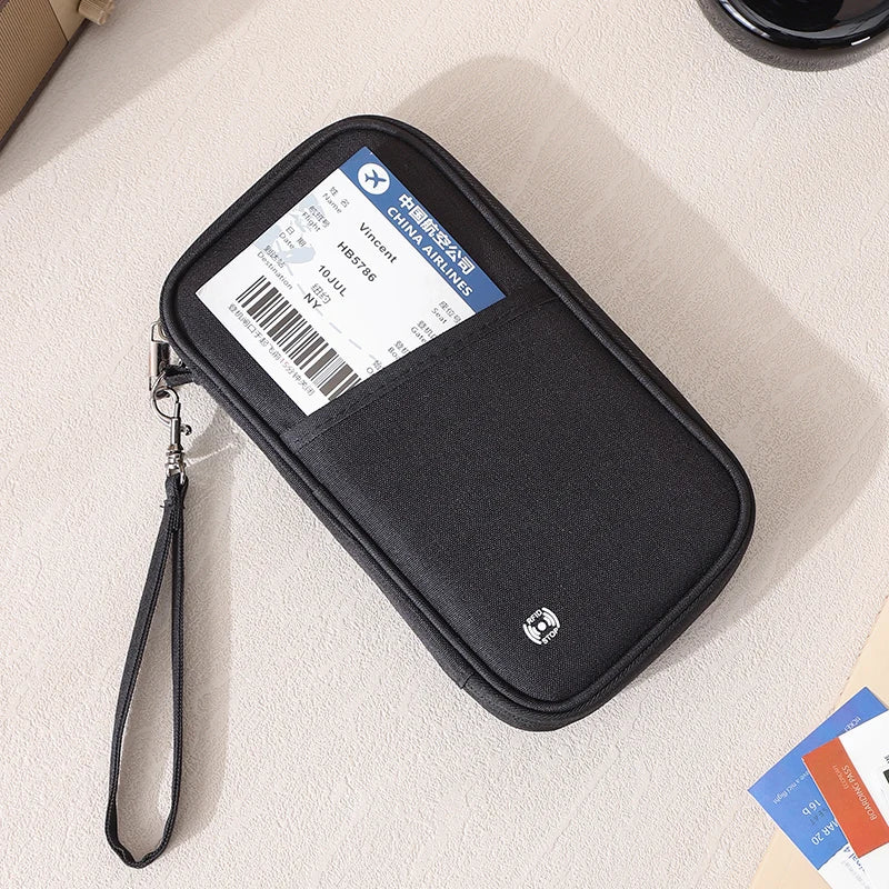 Family RFID Blocking Passport Holder Wallet - Travel Document Organizer with Credit Card Case Essential Travel Bag