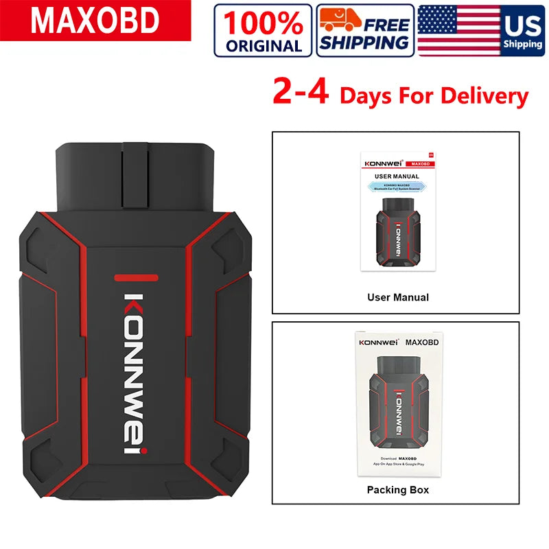 2026 KONNWEI MAXOBD Car OBDII Fault Diagnostic Tool Full System SAS SRS ABS System Deep Scan Bluetooth Connection OBD2 Scan Tool DIY car repair