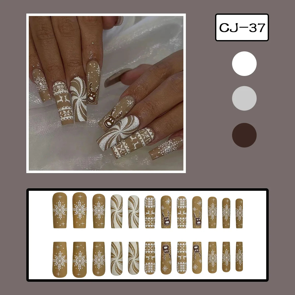 24Pcs Halloween Spider Fake Nails – Printed French Coffin Ballet Press-on Nails