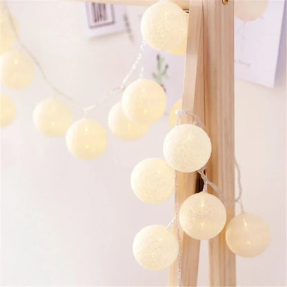 Cotton Ball USB String Lights – 10/20/40 LED Fairy Garland