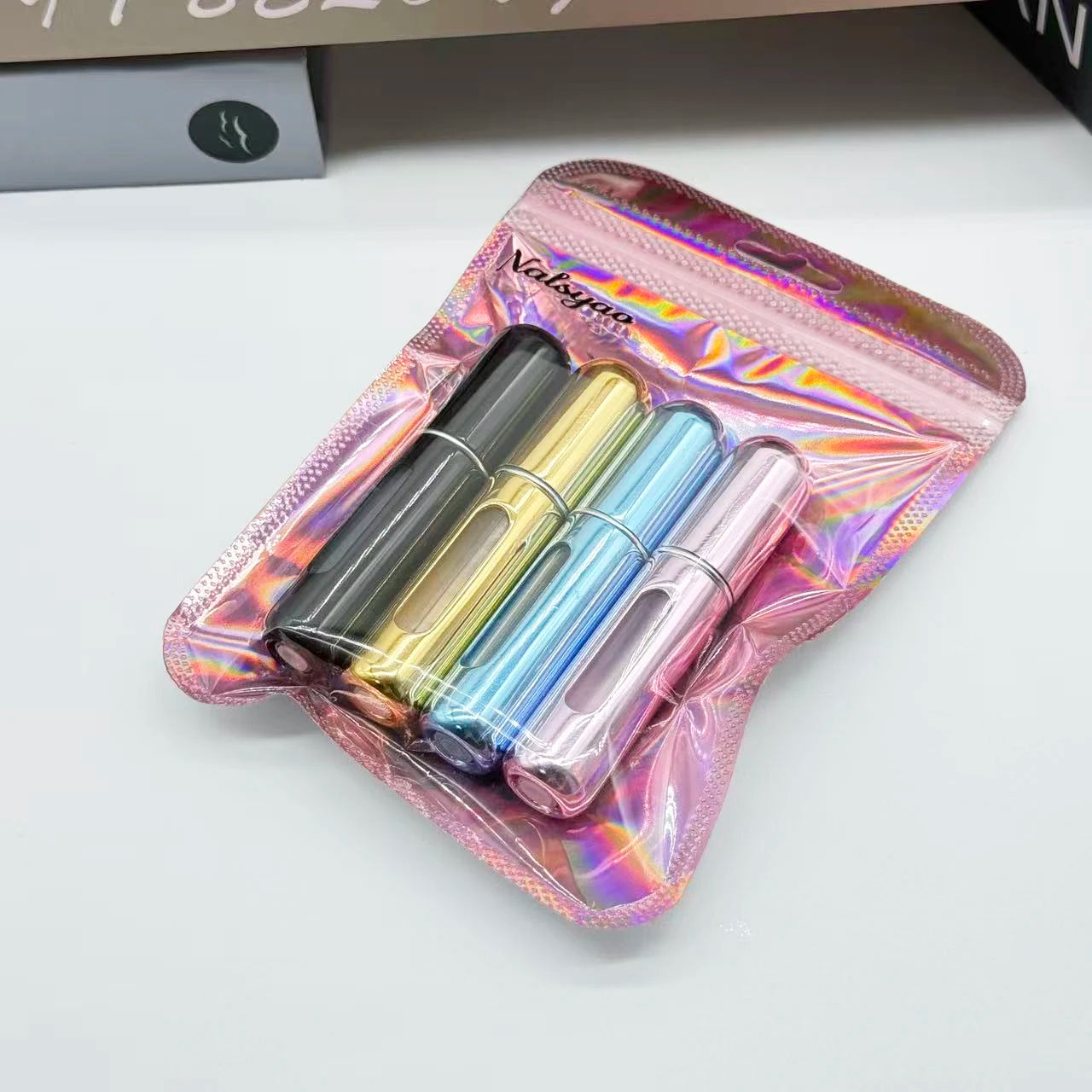 4pcs 5ml Mini Refillable Perfume Atomizer Aluminum Perfume Bottle Portable Perfume Spray Bottle Travel Parfume Mini Bottle