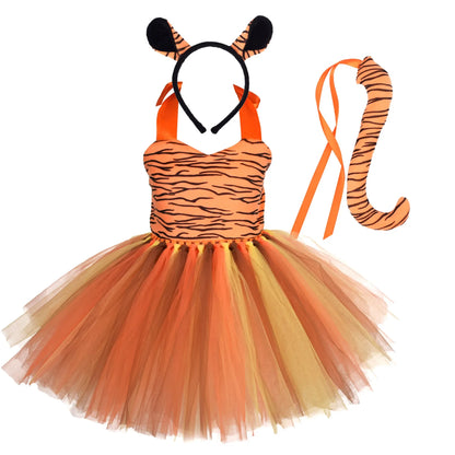 Baby Girls Halloween Animal Cosplay Costume – Forest Theme Tutu Dress for Birthday Party
