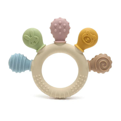 Multicolor Silicone Baby Teething Ring – Sensory Chew Toy - Urbizia