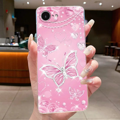 For iPhone 16e Case Clear Luxury Fashion Butterfly Flowers Soft TPU Silicone Jelly Back Cover for Apple iPhone 16e Phone Case