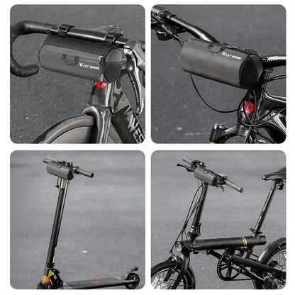 WEST BIKING Bike Handlebar Bag Portable Reflective Shoulder Bag For Cycling MTB Road Bike Scooter Front Tool Bags Elastic Band