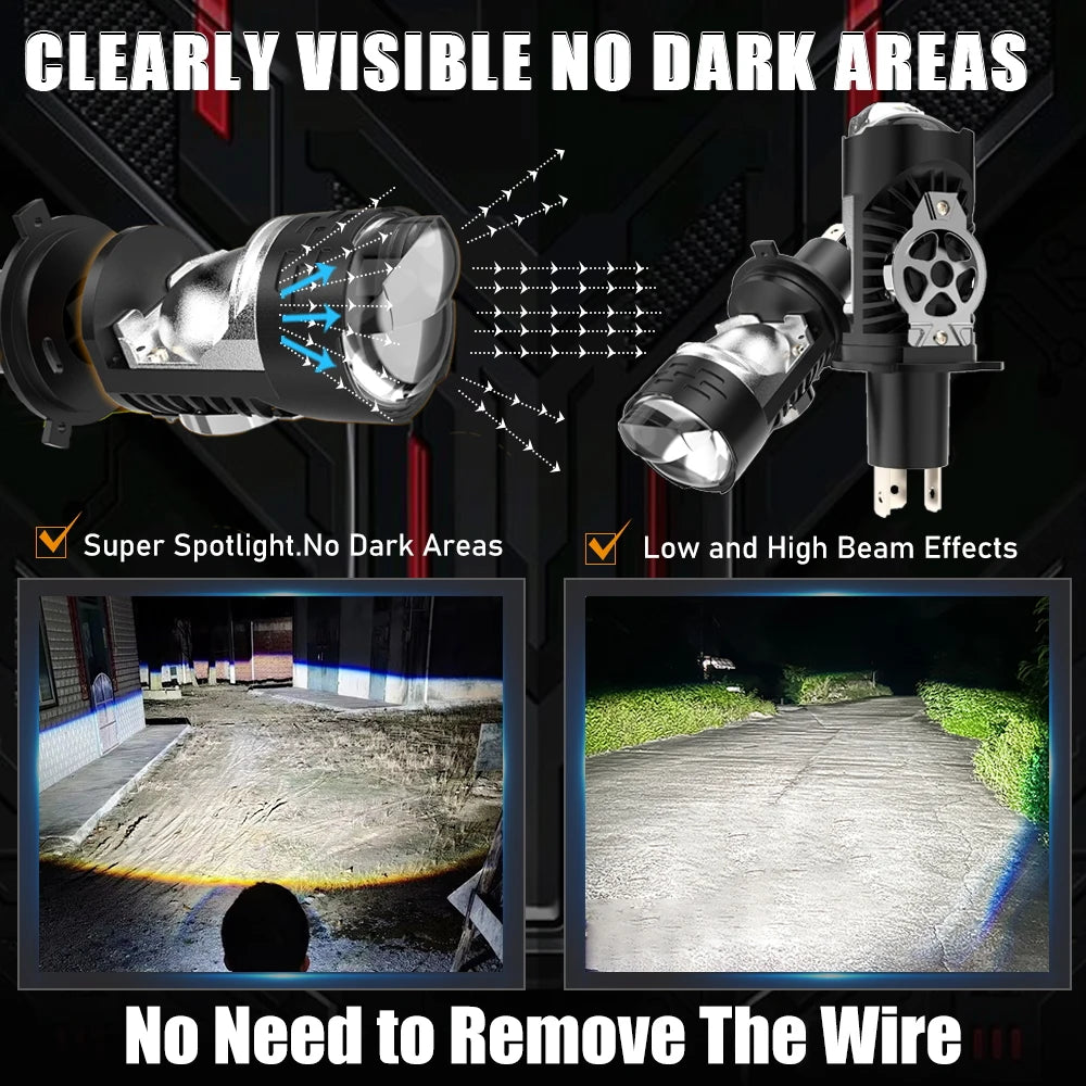 H4/9003/HB2 LED Headlight Bulb Projector Lens Canbus Super Bright LED 3000W 3500000LM 6000K Hi/Low Light Apply to Car&Motorcycle