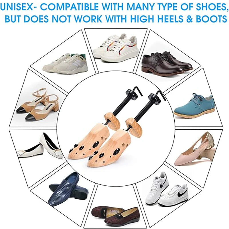 Shoe Trees Wooden Shoe Stretcher,Adjustable in Length and Width Size for Men and Women, Wood Shaper Stretches Length & Width