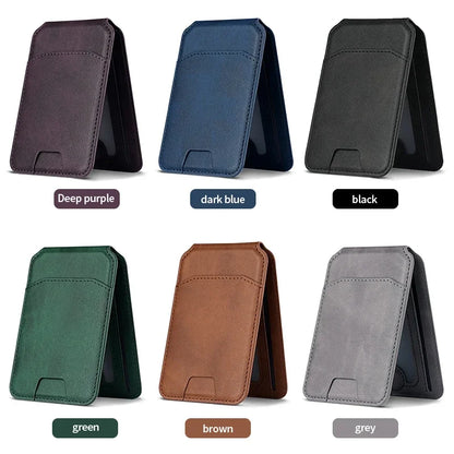 Magnetic Card Holder PU Leather Phone Case with Wallet Stand Credit Card Pocket for Magsafe Apple Phone Samsung Galaxy Devices