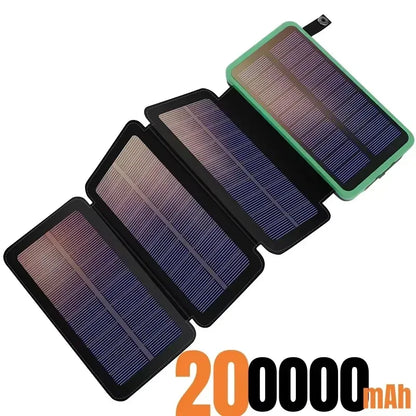 200000mAH Solar Power Bank Folding Solar Panels 5V 2A USB Output Portable Outdoor Camping Sun Power For IPhone Android
