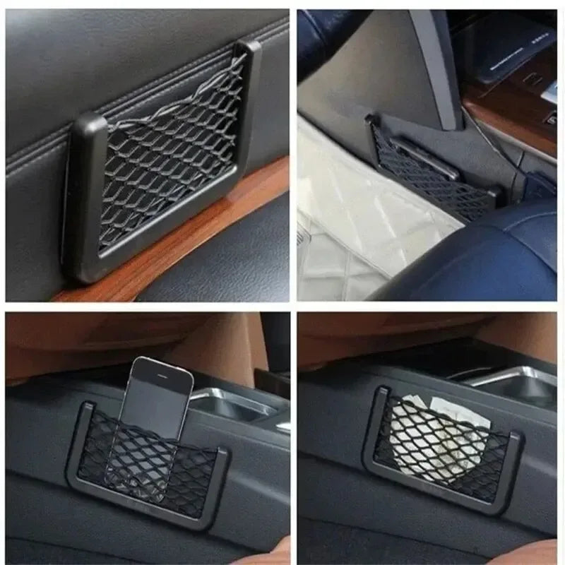 Auto Seat Side Interior Back Sundries Pocket Mesh Storage Bag Phone Net Pocket Holder Car Storage Bag Elastic Flexible Nets - Urbizia