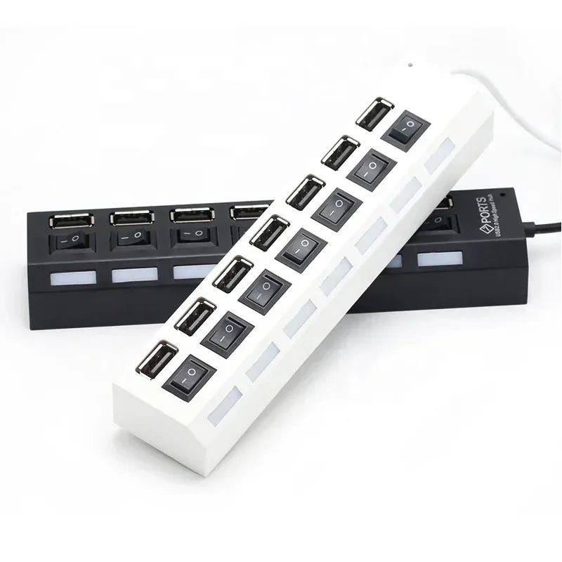 7-Port USB Hub Splitter with Individual Switch