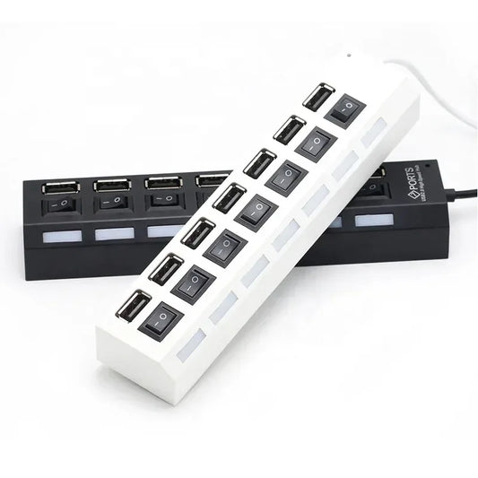 7-Port USB Hub Splitter with Individual Switch