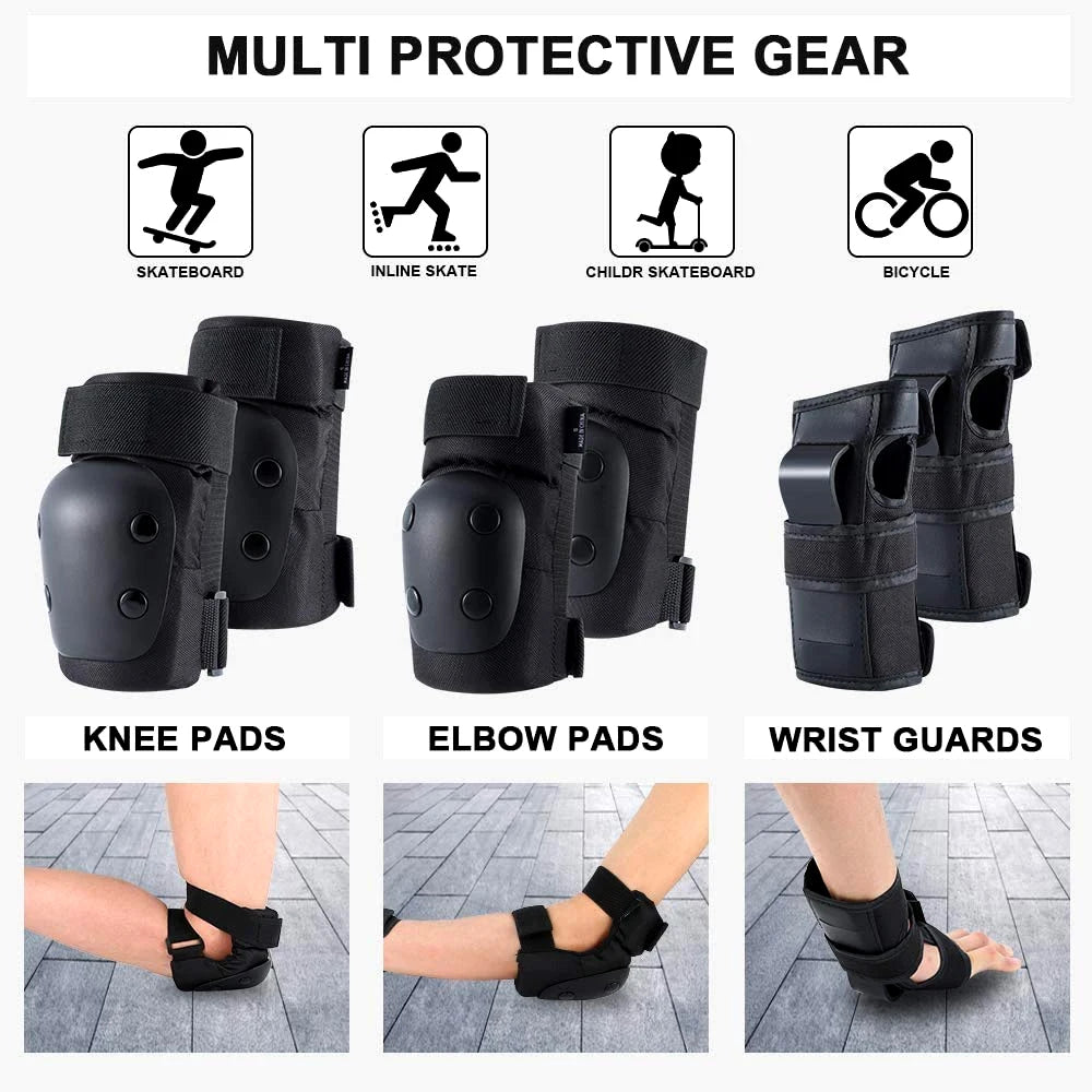 Knee Pads Elbow Pads with Wrist Guards, 3 in 1 Protective Gear Set for Skating Cycling Bike Rollerblading Scooter