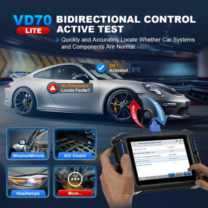VDIAGTOOL VD70 Lite OBD2 Automotive Scanner Bi-Directional Car Diagnostic Key Tool Programmer with 31+Reset DOIP Free Updates