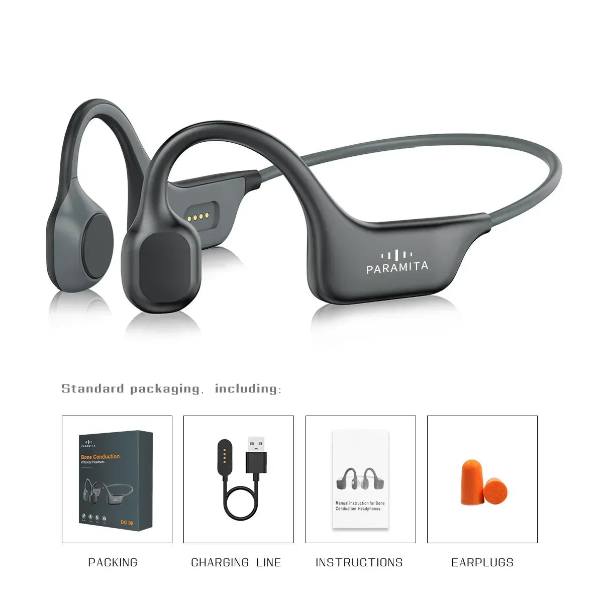2024 Classic DG08 Bone Conduction Headphone Wireless Bluetooth Headset with MIC BT 5.3 Waterproof for Sport Running Workouts - Urbizia