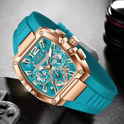 LIGE Original Brand Fashion Mens Watches Sport Military Chronograph Calendar Silicone Strap Quartz Wristwatch Relogio Masculino
