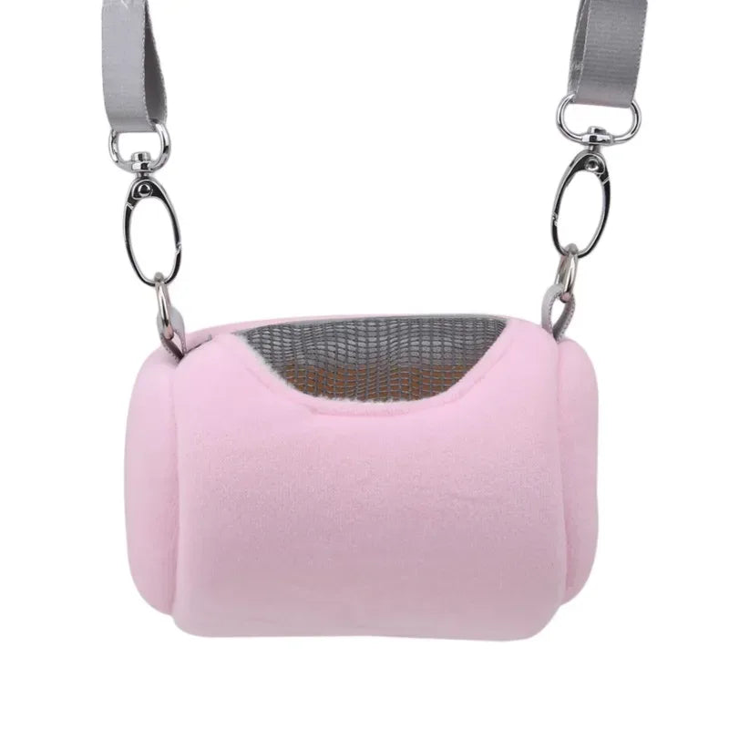 Pet Cage Cross Body Accessories Cylinder Design Soft Practical House Travel Portable Squirrel Visible Mesh Hamster Carrier Bag - Urbizia