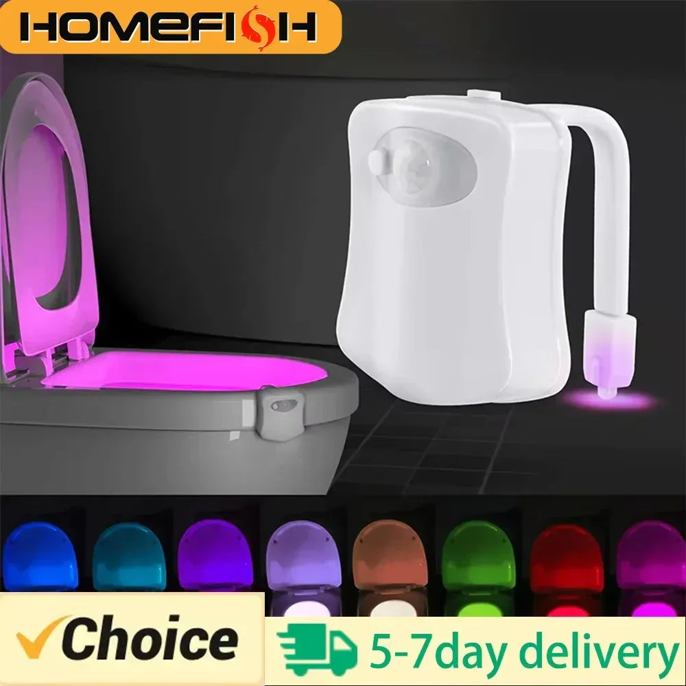 HOMEFISH Wireless Motion Sensor LED Night Light RGB 8 Colors Toilet Bathroom Atmosphere Colorful Lamp Sensor LED Night Lights - Urbizia