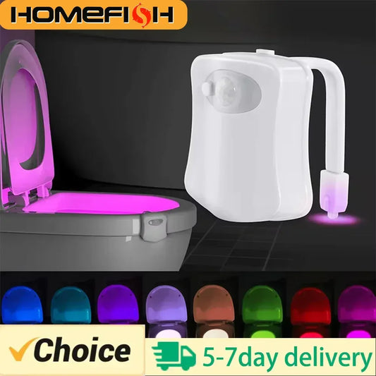 HOMEFISH Wireless Motion Sensor LED Night Light RGB 8 Colors Toilet Bathroom Atmosphere Colorful Lamp Sensor LED Night Lights - Urbizia