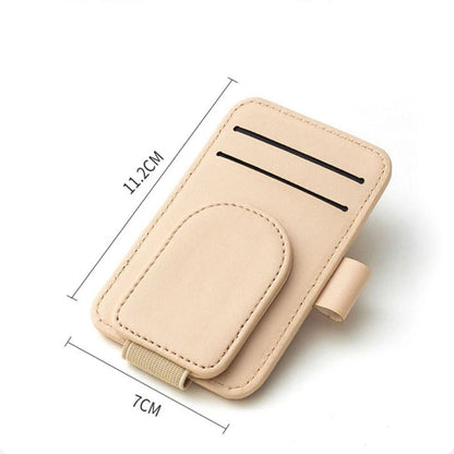 Car Sunglasses Holder Sun Visor Glasses Clip Multifunction Leather Eyeglasses Hanger Portable Ticket Card Clip Car Accessories