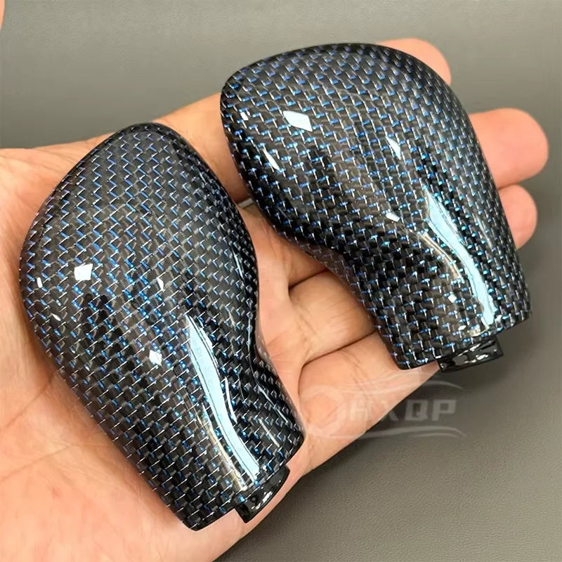 Leather Shift Knob Gear Side Cover DSG Emblem For VW Golf 6 7 R GTI Passat B7 B8 Upgrade the Red Forged Carbon Fiber Material