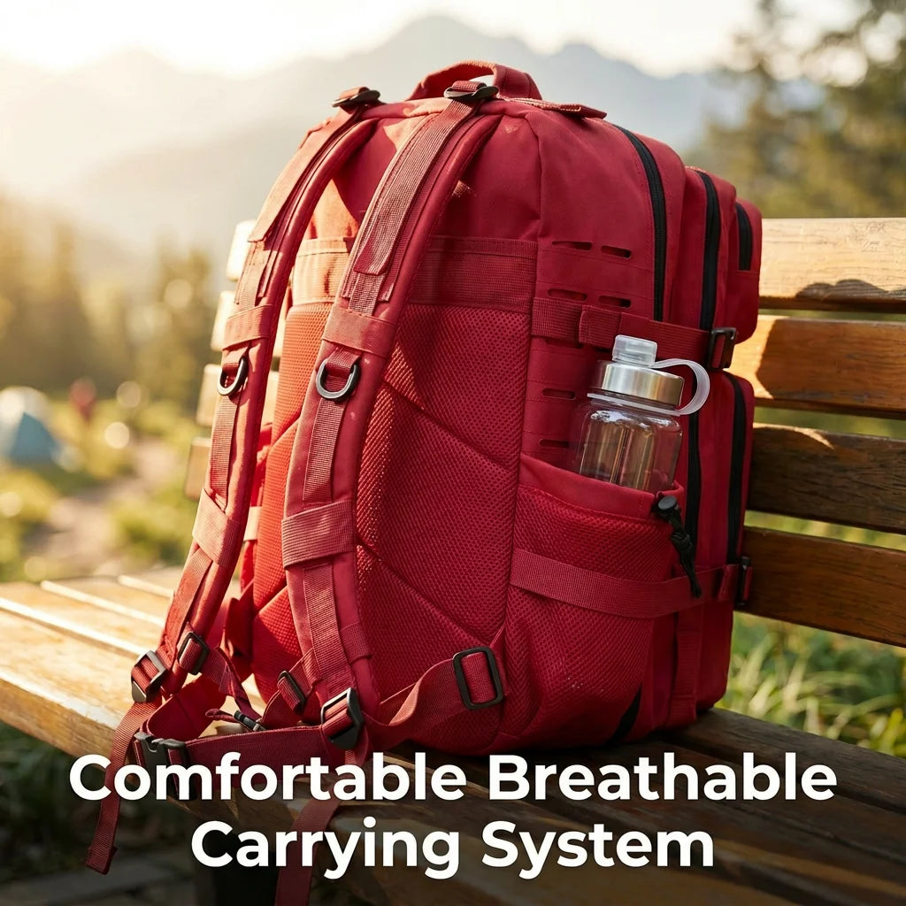 45L Tactical Backpack For Men With MOLLE Webbing System Outdoor Survival Gym Fitness Hiking Camping Backpack Dual Cup Holders Large Capacity Rucksack For Wilderness Trip Travel Daily Work Commute Outdoor Camping Activities Ge