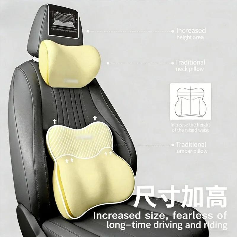 Memory Foam Car Neck Headrest and Lumbar Waist Support Pillow