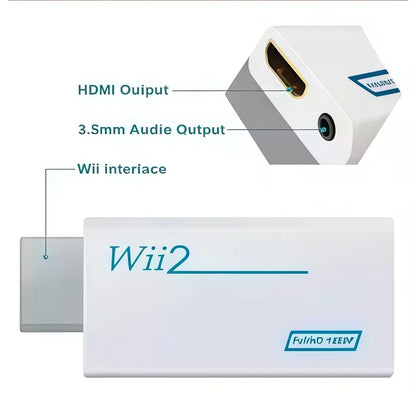 Wii to HDMI Converter with 3.5mm Audio Adapter for HDTV