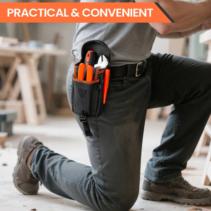 Small Tool Pouch with Belt Clip, Tool Belt Pouches, Electrician Tool Pouch. Mini Organizer Pocket Attachment for Tool Belt
